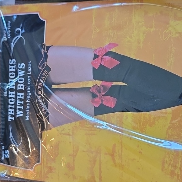 Thigh High Stockings with Bows Bundle With Wicked Green And Black Tights - 3 Pk - Picture 2 of 4